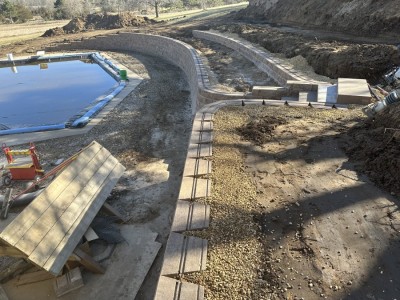 River Falls, WI - Retaining Wall  Under Construction